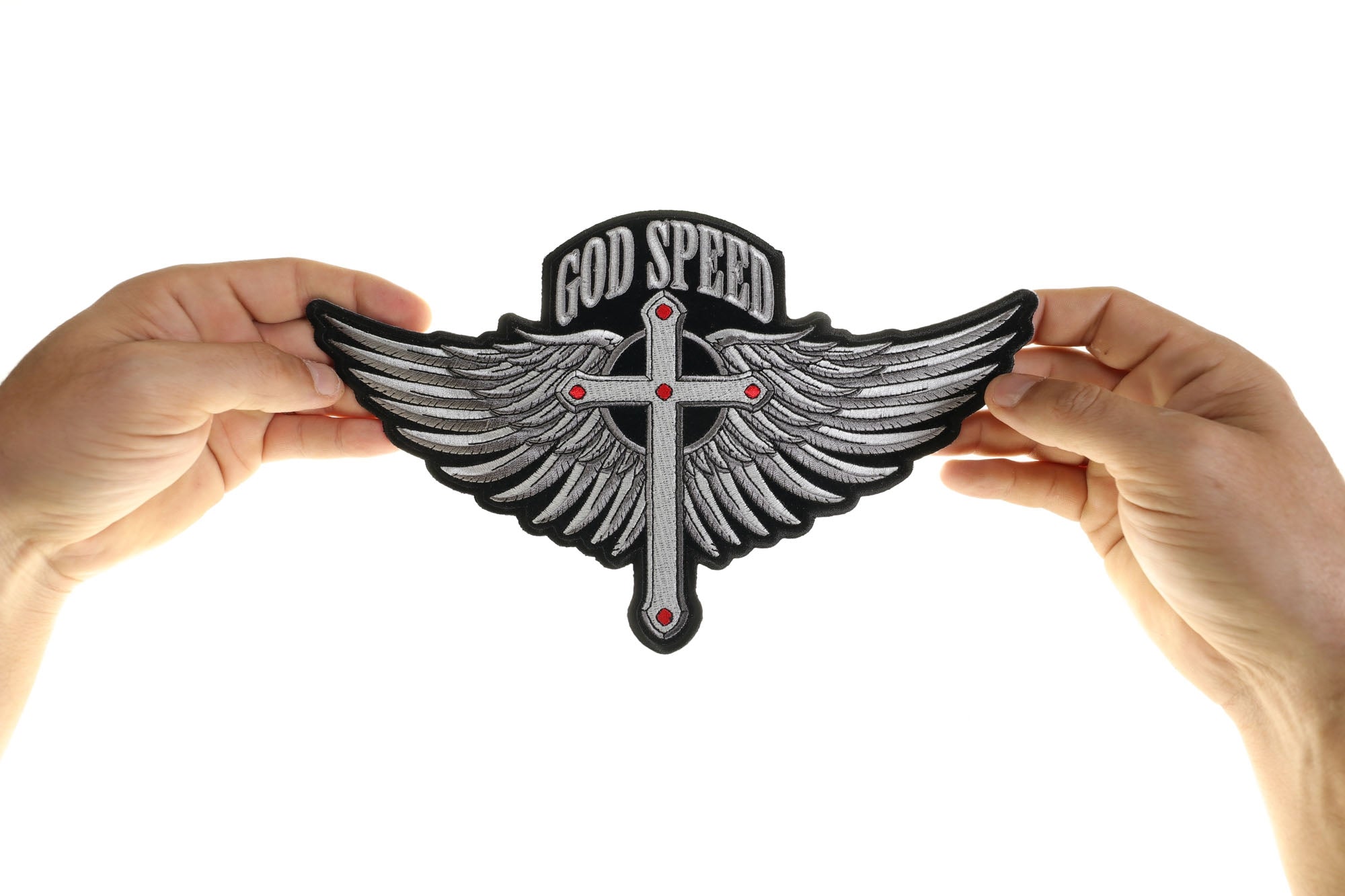 God Speed Cross and Wings Patch Christian Patch - Proudly Represent Your Beliefs and Nation ( 4 x 2  inches )